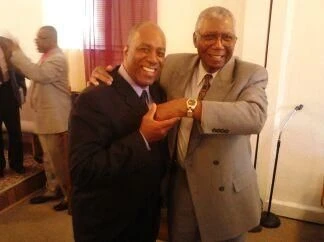 Elder Swanson with Bishop Grayson
